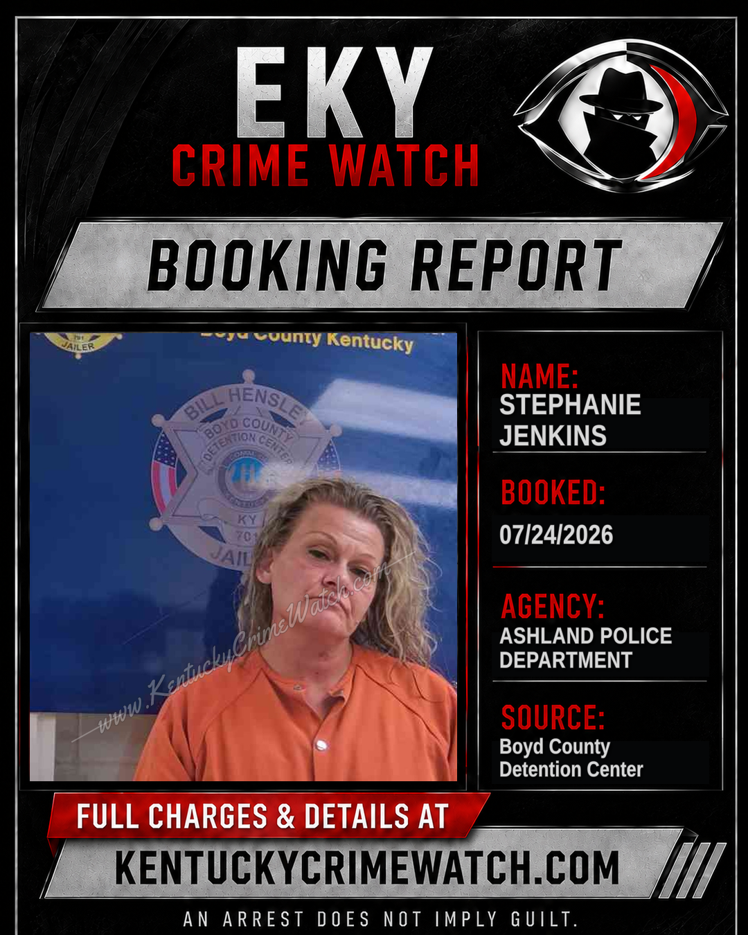 STEPHANIE JENKINS booking report card