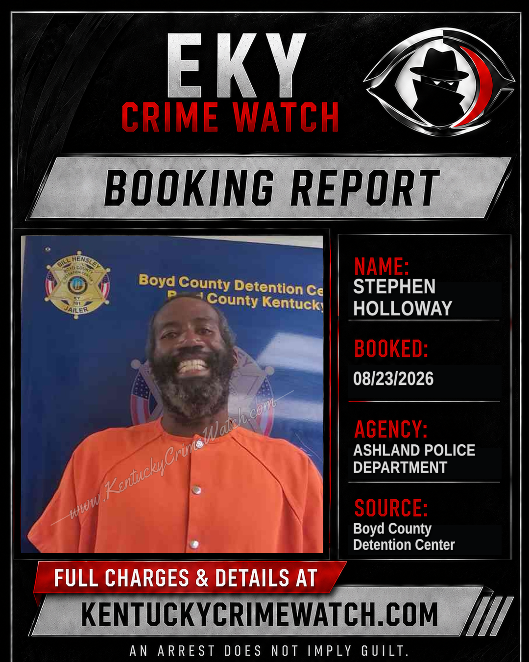 STEPHEN HOLLOWAY booking report card
