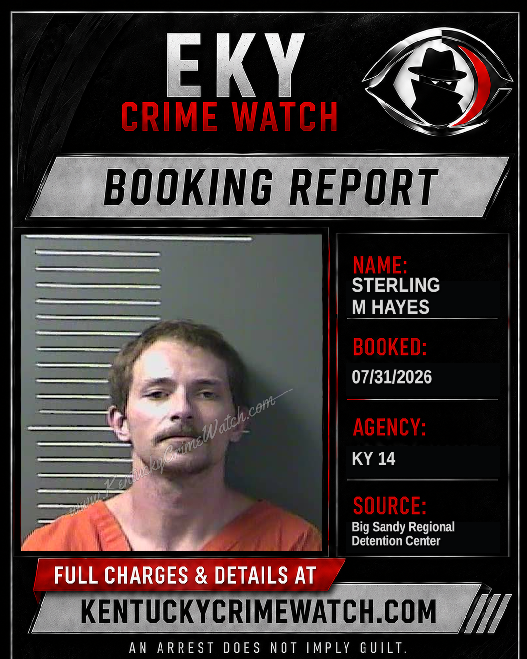 STERLING M HAYES booking report card