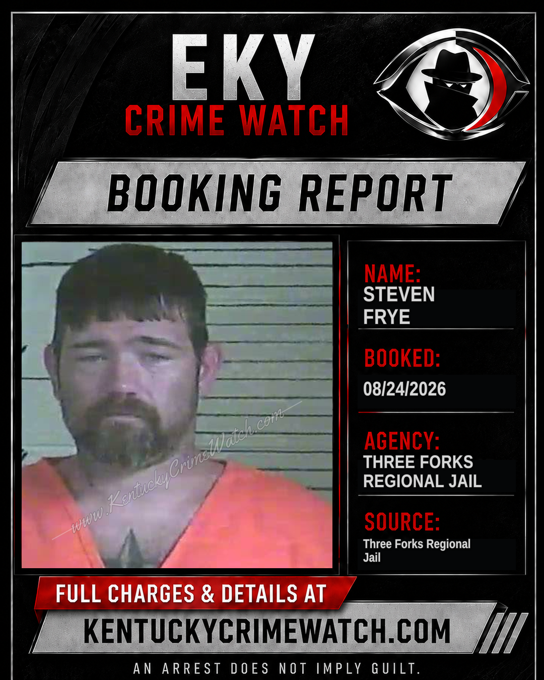 Steven Frye booking report card