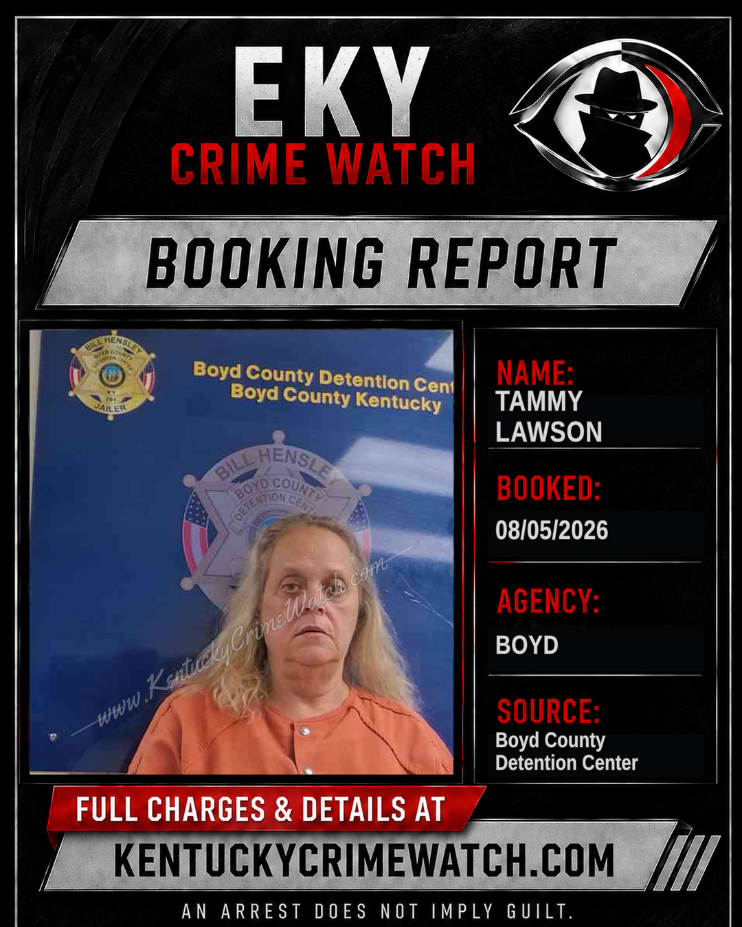 TAMMY LAWSON booking report card