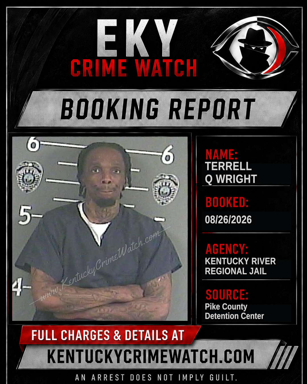 TERRELL Q WRIGHT booking report card