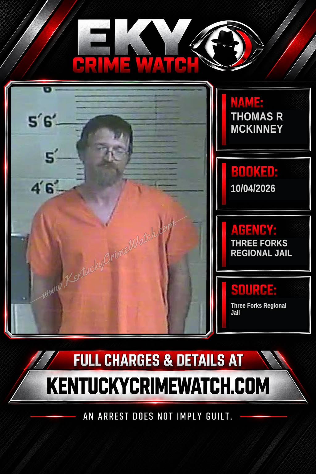Thomas R McKinney booking report card