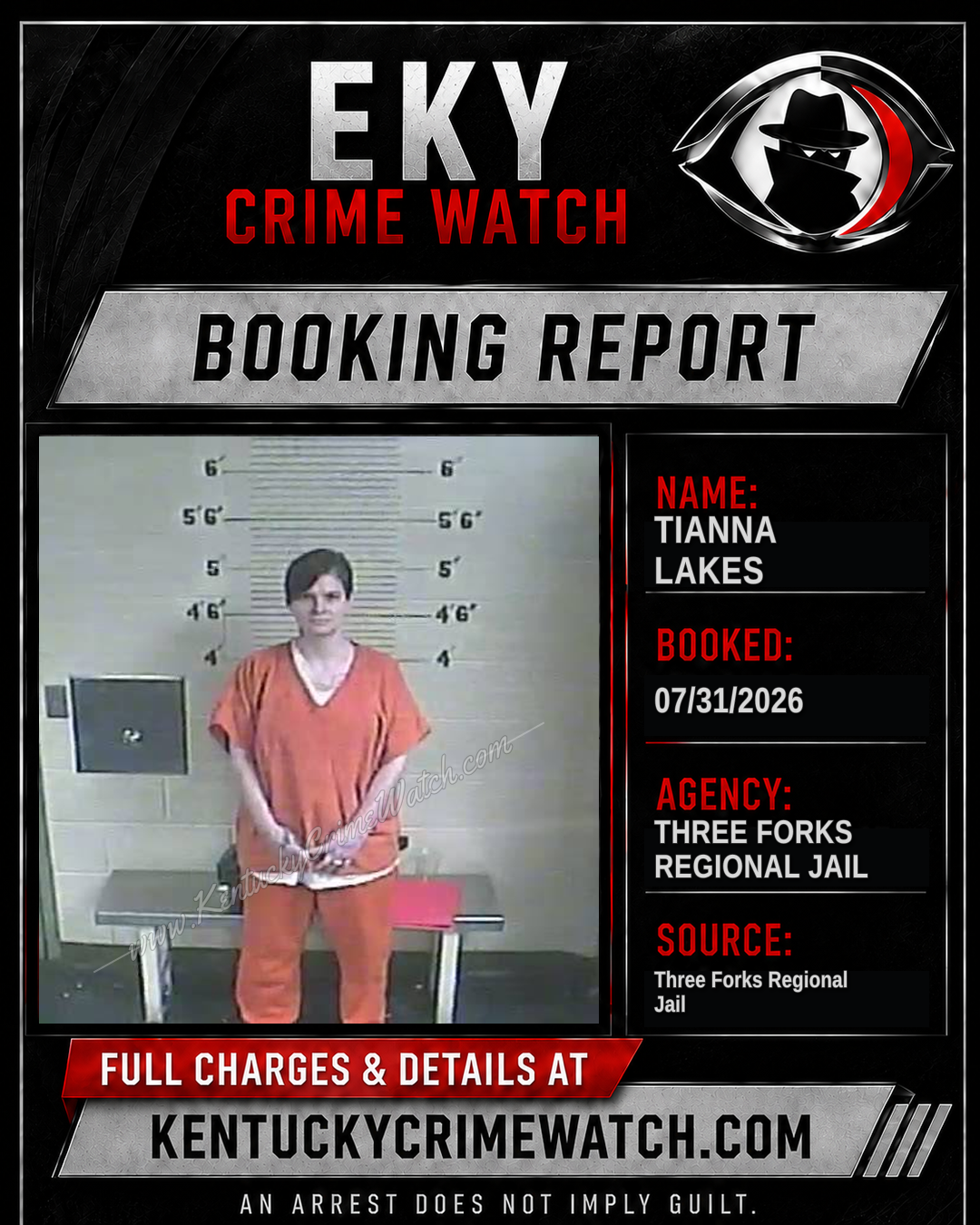 Tianna Lakes booking report card