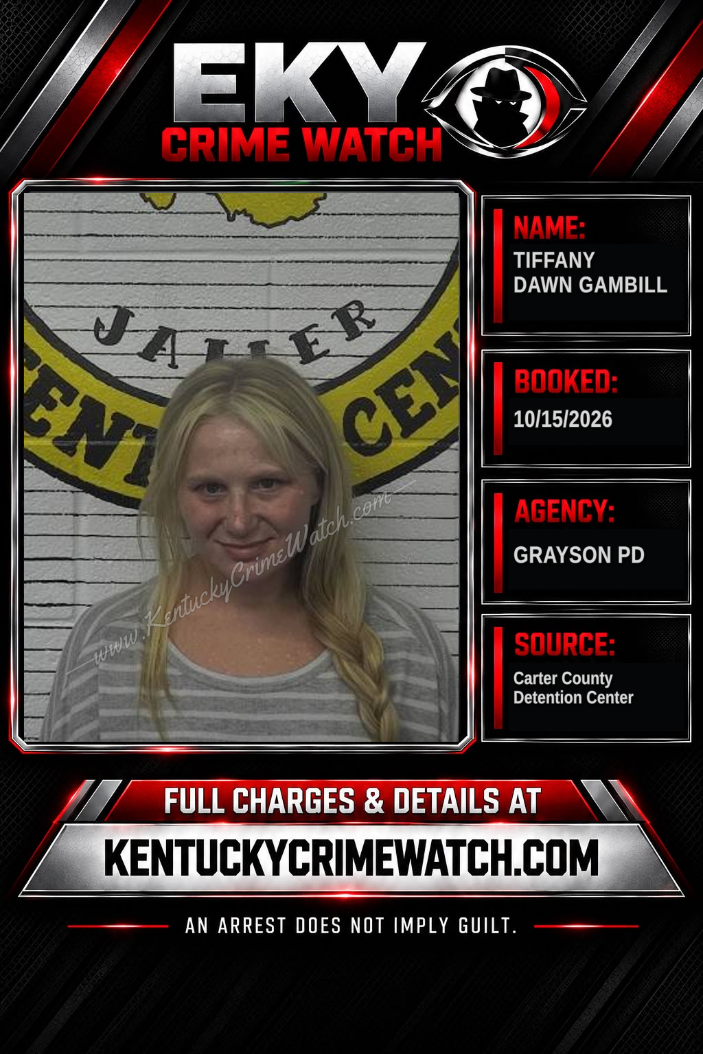 TIFFANY DAWN GAMBILL booking report card