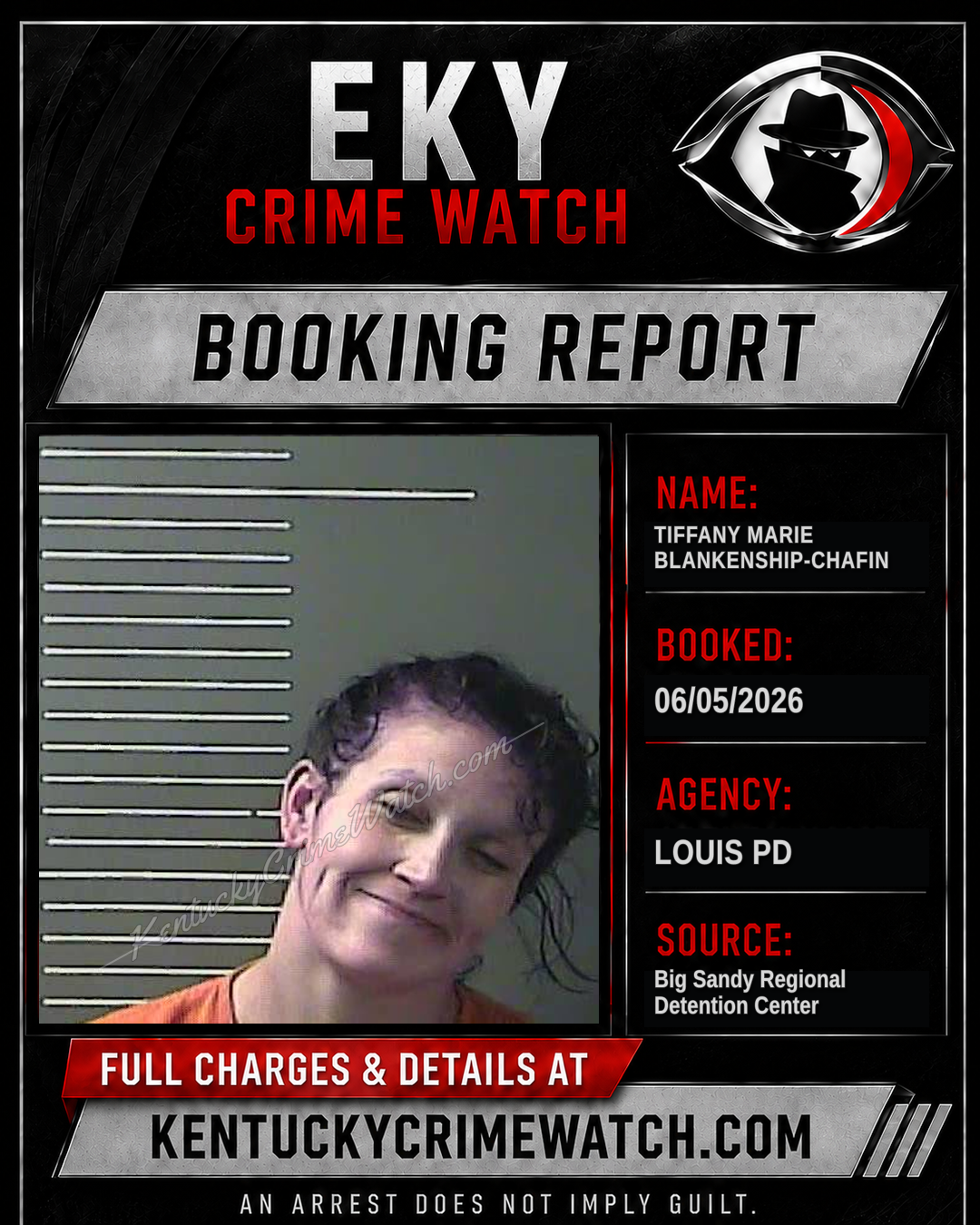 TIFFANY MARIE BLANKENSHIP-CHAFIN booking report card