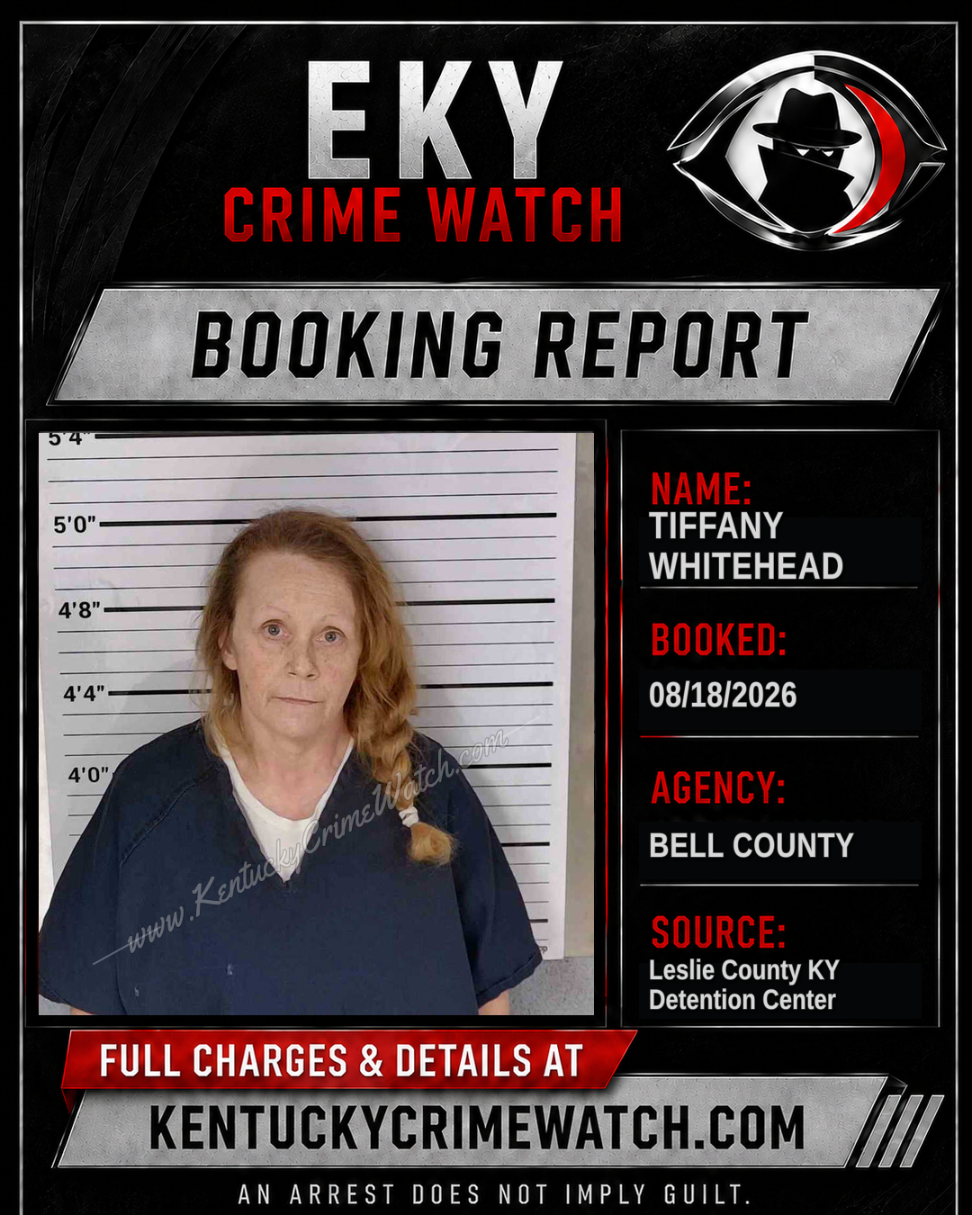 TIFFANY WHITEHEAD booking report card