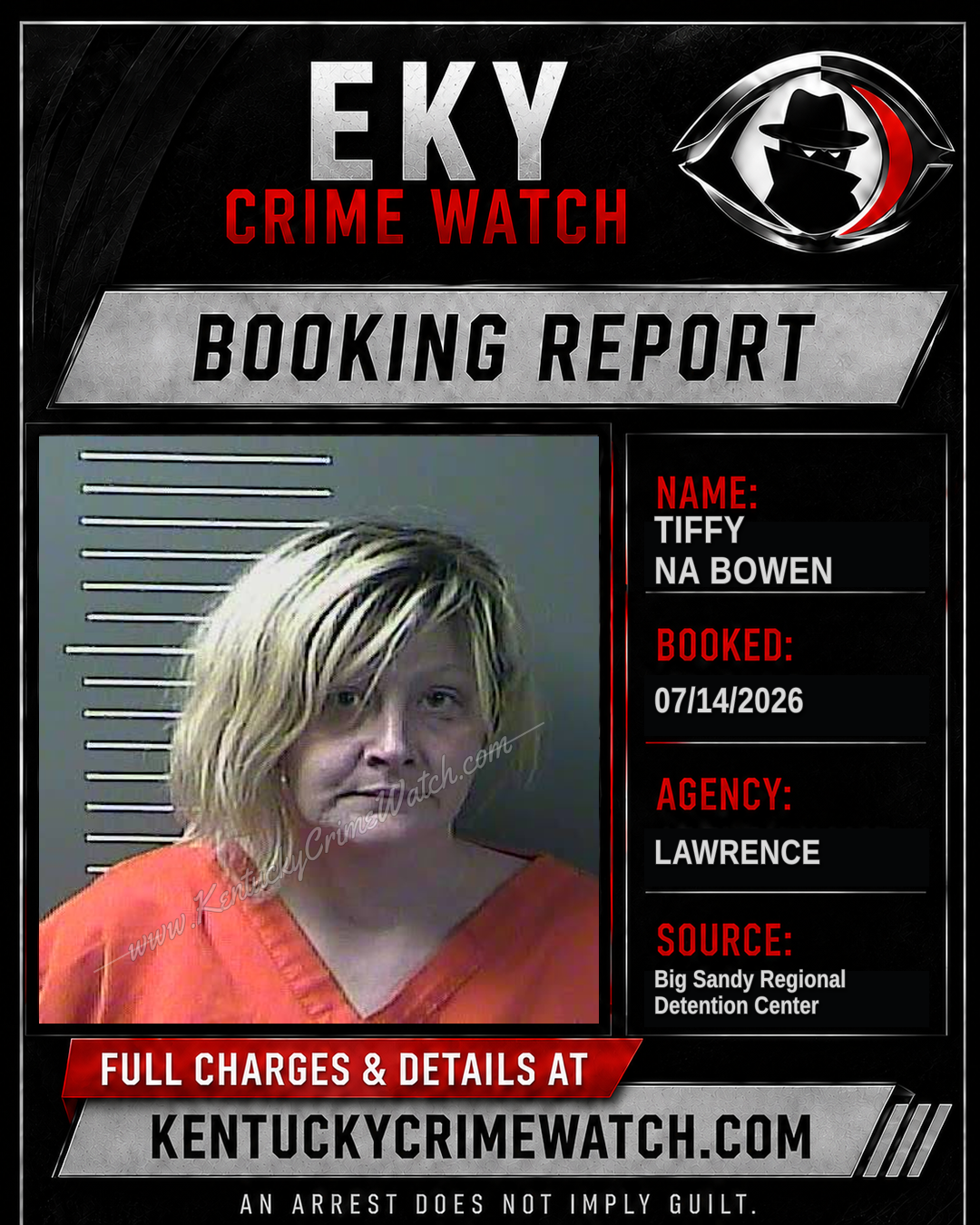 TIFFY NA BOWEN booking report card