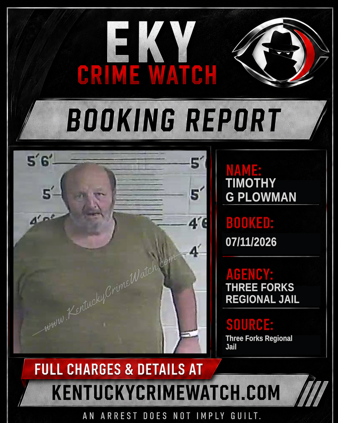 Timothy G Plowman booking report card
