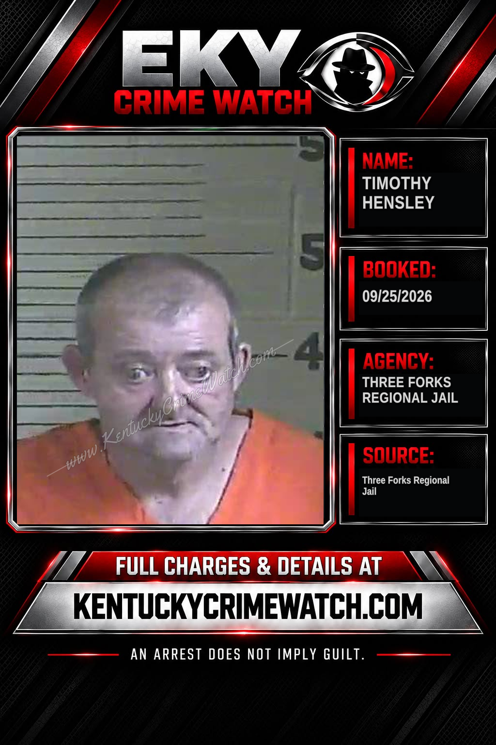 Timothy Hensley booking report card