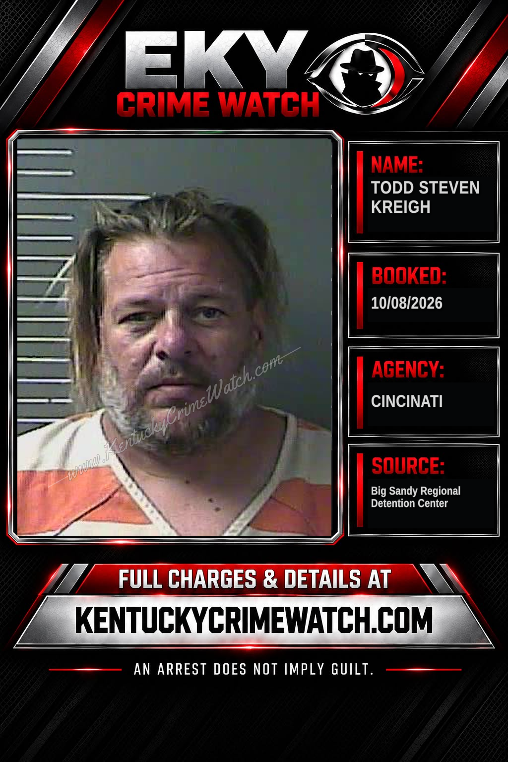 TODD STEVEN KREIGH booking report card