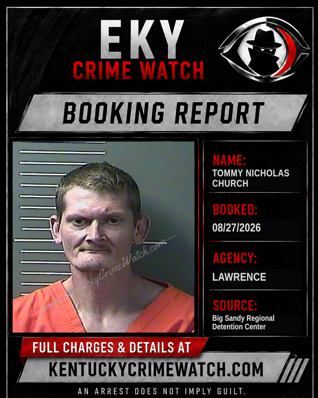 TOMMY NICHOLAS CHURCH booking report card