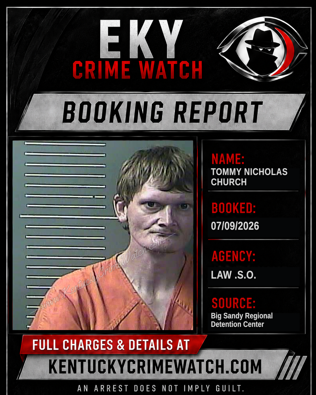 TOMMY NICHOLAS CHURCH booking report card