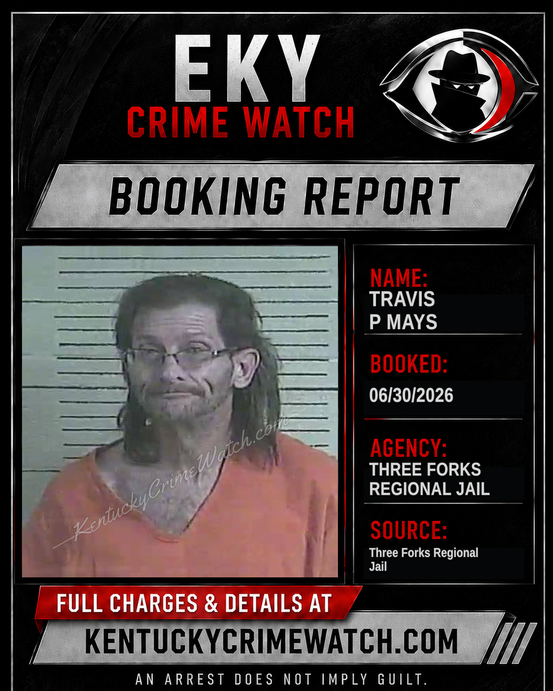Travis P Mays booking report card