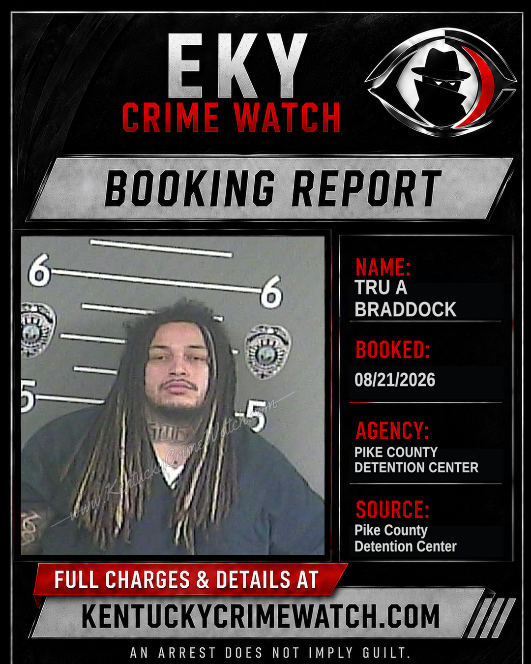TRU A BRADDOCK booking report card