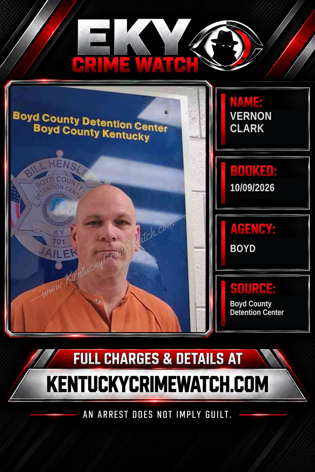 VERNON CLARK booking report card