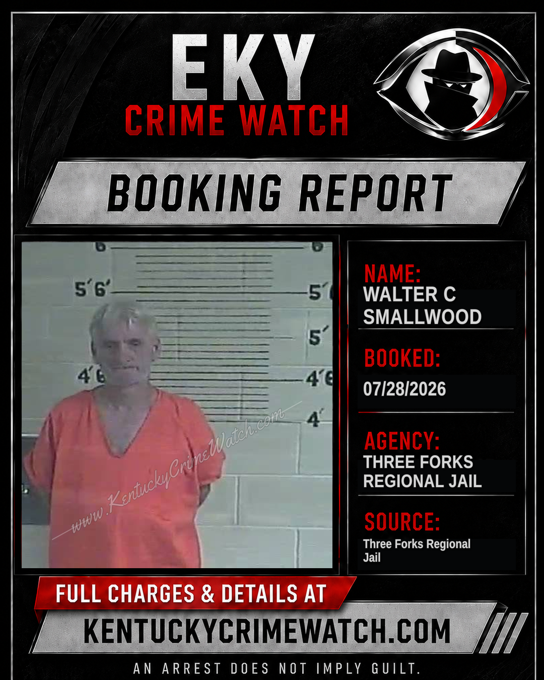 Walter C Smallwood booking report card