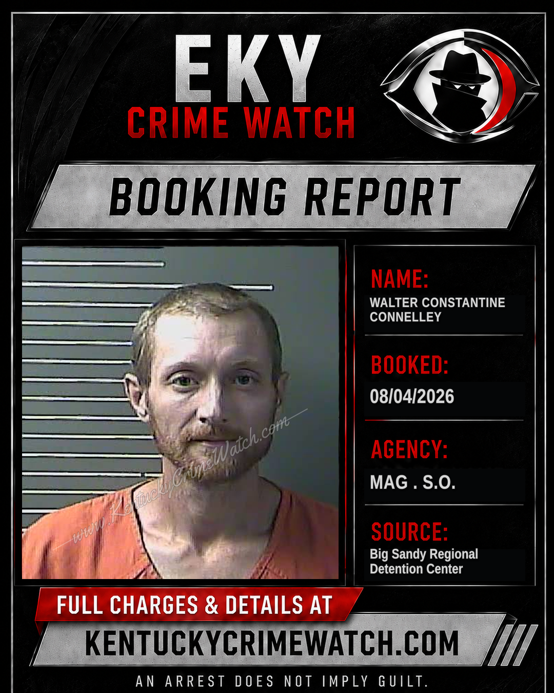 WALTER CONSTANTINE CONNELLEY booking report card