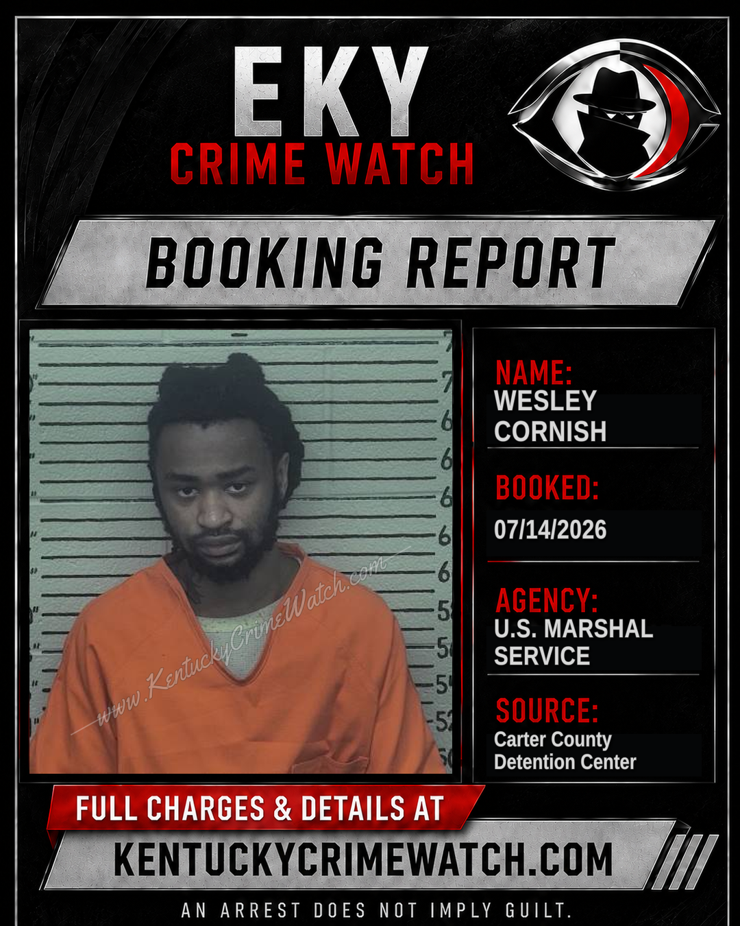WESLEY CORNISH booking report card