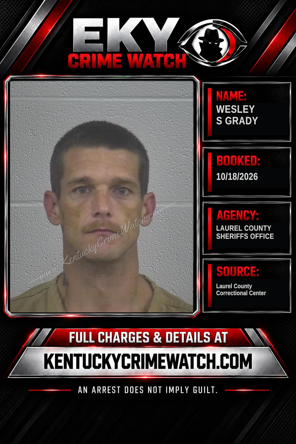 WESLEY S GRADY booking report card