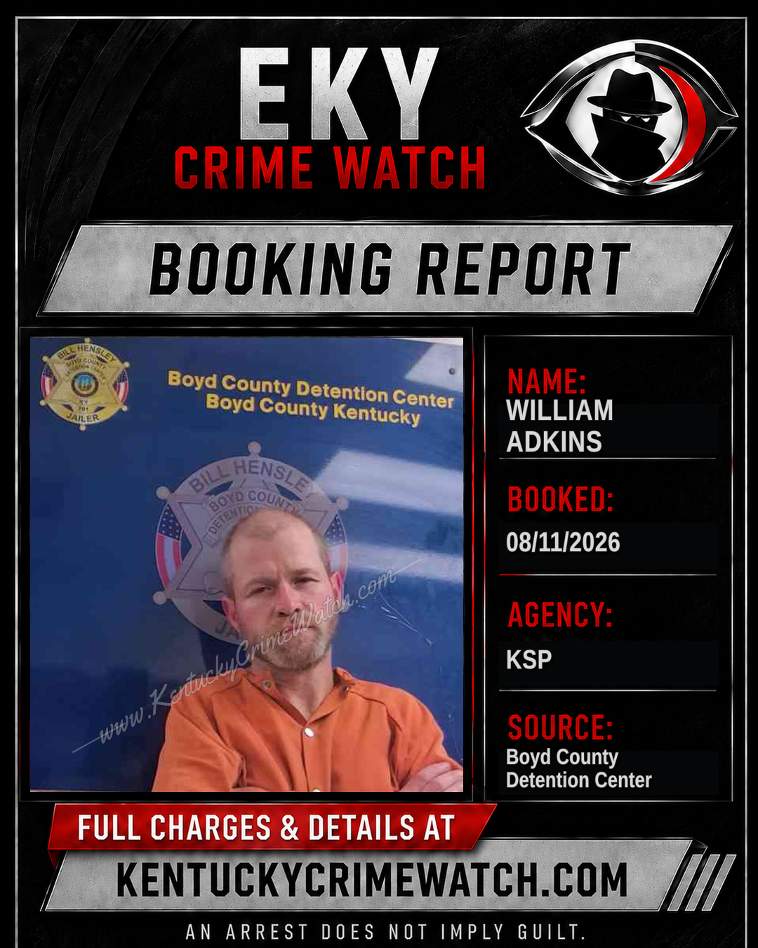 WILLIAM ADKINS booking report card