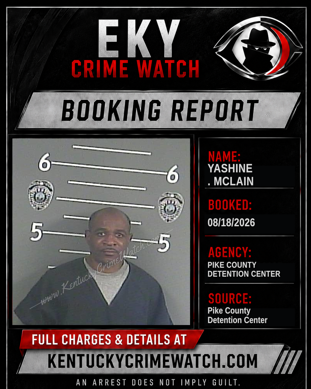 YASHINE . MCLAIN booking report card